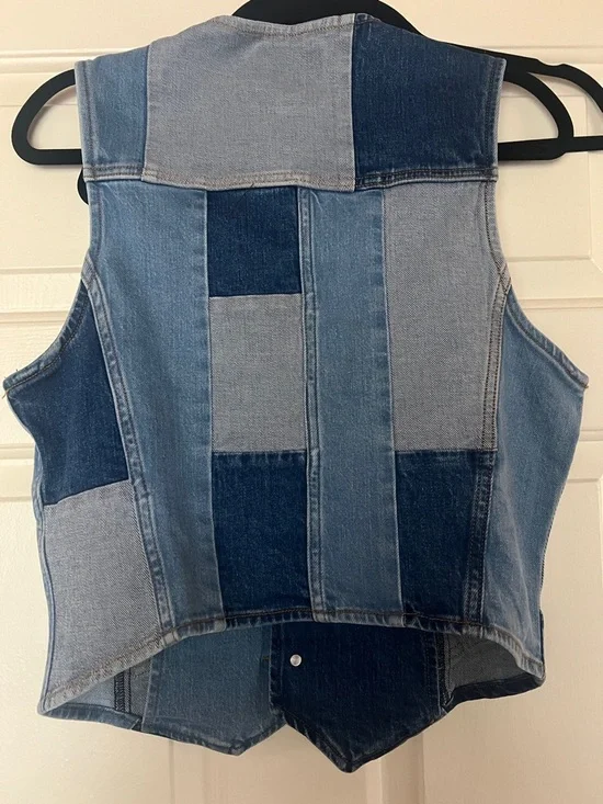Wrangler Two-Tone Patchwork Denim Vest in Blue - Picture 8 of 8